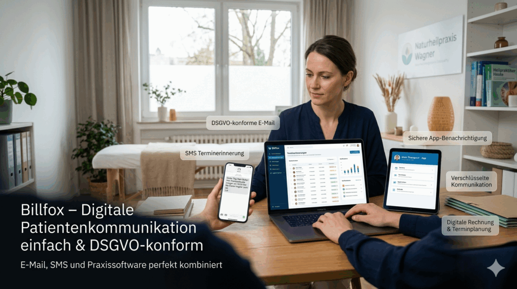 Heilpraktiker nutzt digitale Kommunikation per App und E-Mail mit Patienten